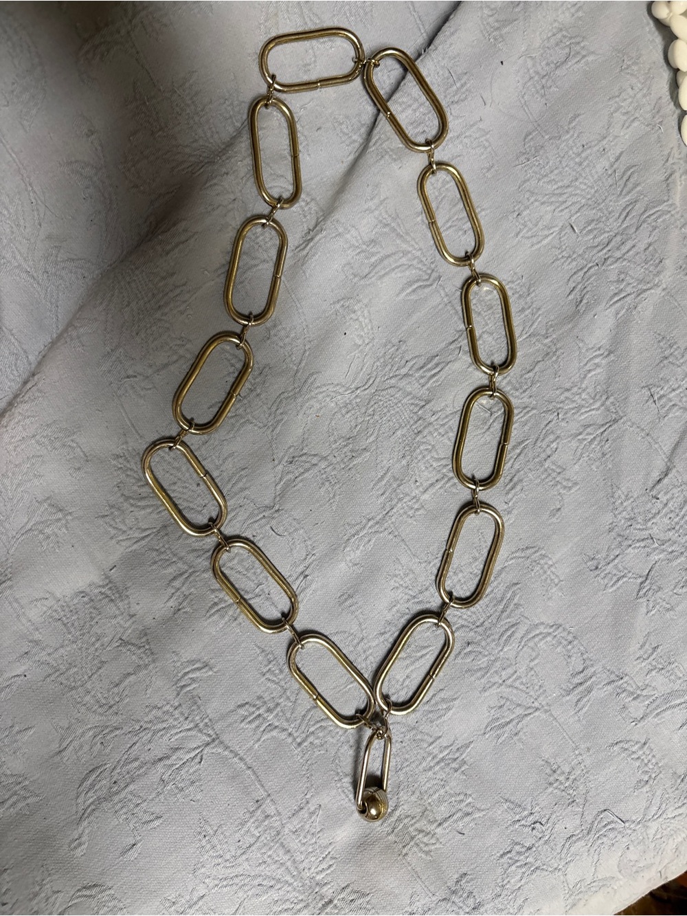 Vintage 1970s 80s Gold Tone Paperclip Chain Belt Oversized Oval Links Mod